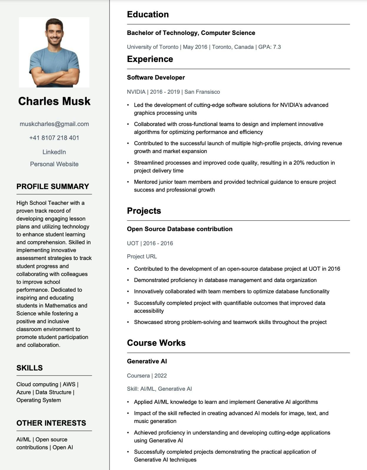 Software Engineer Resume Template