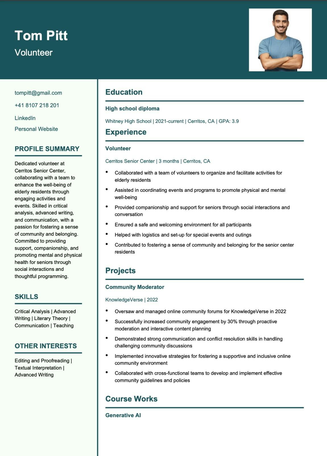 College Student Resume Resume Template